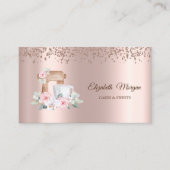 Modern Elegant Roos Gold Diamonds, Mixer Flowers Visitekaartje (Voorkant)