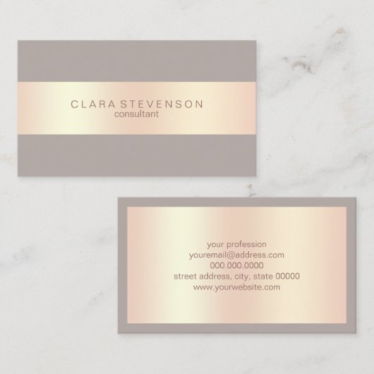 Modern elegant roos Gold en grijs consultant Visitekaartje (Voorkant / Achterkant)