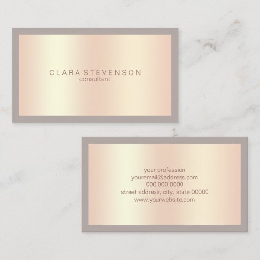 Modern elegant roos Gold en grijs consultant Visitekaartje (Voorkant / Achterkant)