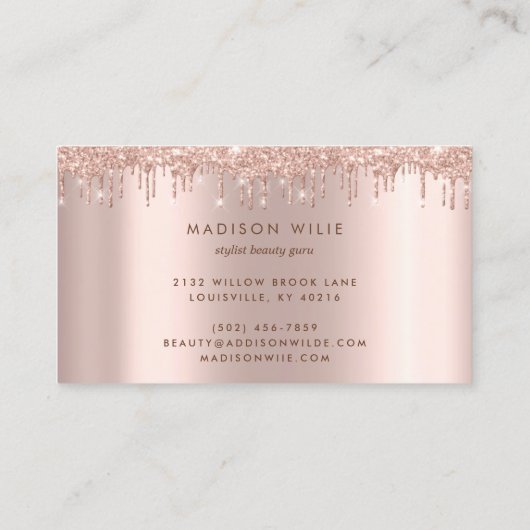 Modern Elegant Roos Gold Glitter Beauty Salon Busi Visitekaartje (Achterkant)