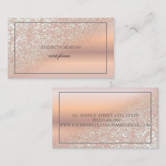Modern Elegant Roos Gold Glitter Bokeh Ombre, Lijs Visitekaartje (Voorkant / Achterkant)