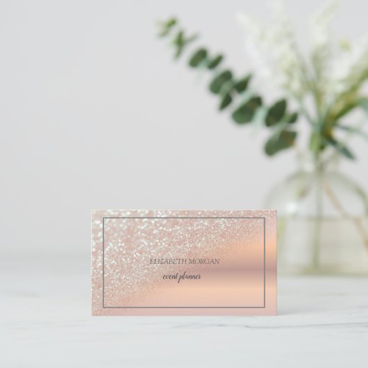Modern Elegant Roos Gold Glitter Bokeh Ombre, Lijs Visitekaartje (Staand voorkant)