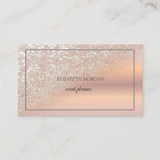 Modern Elegant Roos Gold Glitter Bokeh Ombre, Lijs Visitekaartje (Voorkant)