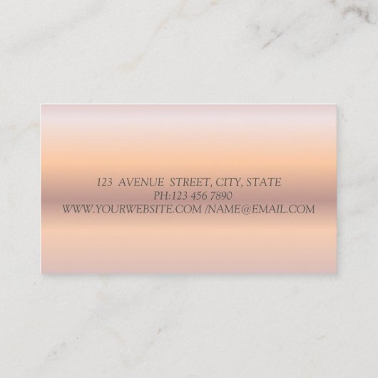 Modern Elegant Roos Gold Glitter Bokeh Ombre Visitekaartje (Achterkant)