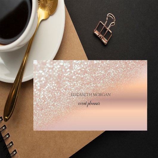 Modern Elegant Roos Gold Glitter Bokeh Ombre Visitekaartje