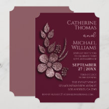 Modern Elegant Roos Gold Glitter Floral & Burgundy
