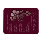 Modern Elegant Roos Gold Glitter Floral & Burgundy Magneet (Horizontaal)