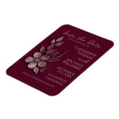 Modern Elegant Roos Gold Glitter Floral & Burgundy Magneet (Linkerzijde)