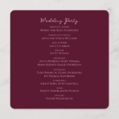 Modern Elegant Roos Gold Glitter Floral & Burgundy Programmakaart (Achterkant)