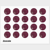 Modern Elegant Roos Gold Glitter Floral & Burgundy Ronde Sticker (Vel)