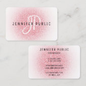 Modern elegant Roos Gold Glitter look Monogram Visitekaartje (Voorkant / Achterkant)