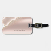 Modern Elegant Roos Gold Glitter Marble Bagagelabel (Voorkant horizontaal)