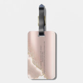 Modern Elegant Roos Gold Glitter Marble Bagagelabel (Achterkant verticaal)