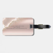 Modern Elegant Roos Gold Glitter Marble Bagagelabel (Achterkant horizontaal)