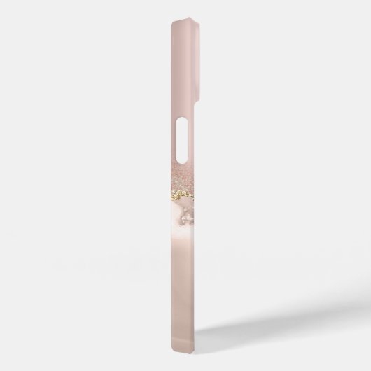 Modern Elegant Roos Gold Glitter Marble Case-Mate iPhone Case (Achterkant / Rechts)