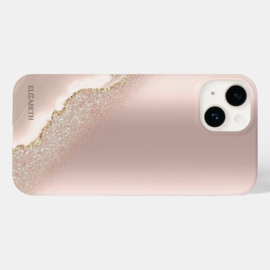 Modern Elegant Roos Gold Glitter Marble Case-Mate iPhone Case (Achterkant (horizontaal))