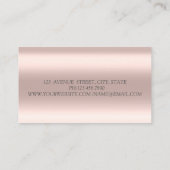 Modern Elegant Roos Gold Glitter Marble Visitekaartje (Achterkant)