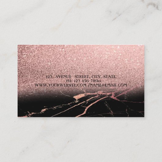Modern Elegant Roos Gold Glitter Ombre, marmer Visitekaartje (Achterkant)