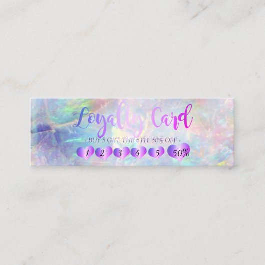 Modern Elegant Roos Gold Heart, Opal Klantenkaartje (Voorkant)