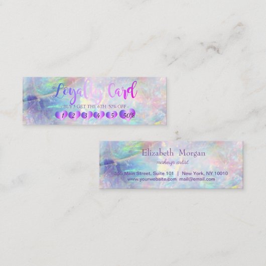 Modern Elegant Roos Gold Heart, Opal Klantenkaartje (Voorkant / Achterkant)