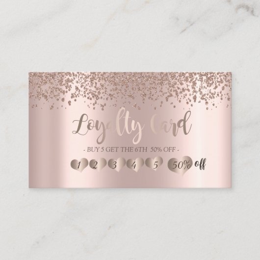 Modern Elegant Roos Gold Hearts, diamanten Klantenkaartje (Voorkant)