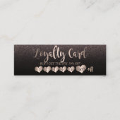 Modern Elegant Roos Gold Hearts, zwart glitter Klantenkaartje (Voorkant)