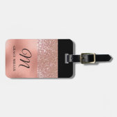 Modern Elegant Roos Gold Persoonlijk Monogram Bagagelabel (Voorkant horizontaal)