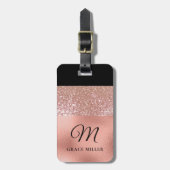 Modern Elegant Roos Gold Persoonlijk Monogram Bagagelabel (Voorkant verticaal)