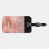 Modern Elegant Roos Gold Persoonlijk Monogram Bagagelabel (Achterkant horizontaal)