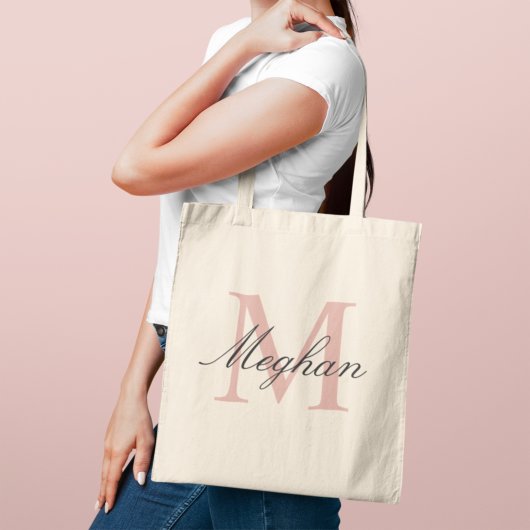Modern Elegant Roos Gold Persoonlijk Monogram Tote Bag