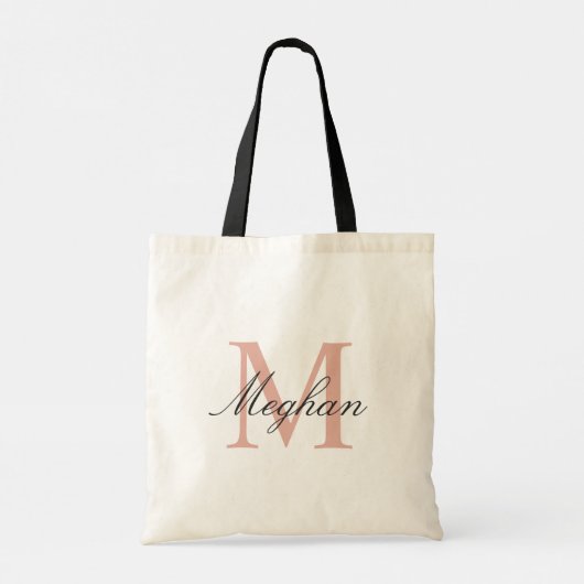 Modern Elegant Roos Gold Persoonlijk Monogram Tote Bag (Achterkant)