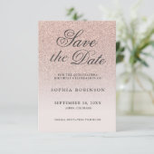 Modern Elegant Roos Gold Save the Date Quinceañera (Staand voorkant)