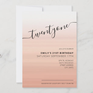 Modern Elegant Roos Gold Script 21st verjaardag Kaart