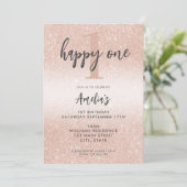 Modern Elegant Roos Goud 1e Verjaardag Kaart (Staand voorkant)