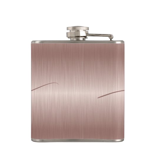 Modern Elegant Roos Goud Geborsteld Metaal Monogra Heupfles (Achterkant)