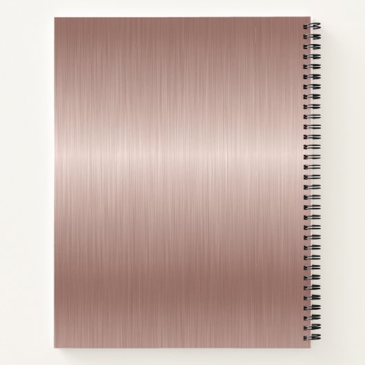 Modern Elegant Roos Goud Geborsteld Metaal Monogra Notitieboek (Achterkant)