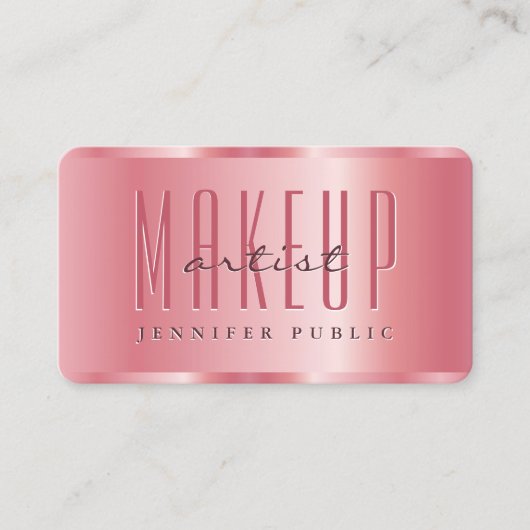 Modern Elegant Roos Goud Luxe Make-up Artist Visitekaartje (Voorkant)