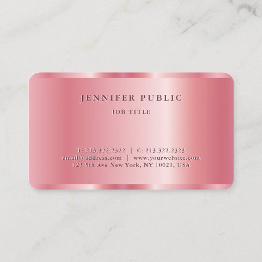 Modern Elegant Roos Goud Luxe Make-up Artist Visitekaartje (Achterkant)