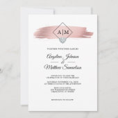 Modern Elegant Roos Goud Marmeren Hart Bruiloft Kaart (Voorkant)