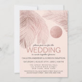 Modern Elegant Roos Goud Roze Palmboom Bruiloft Kaart (Voorkant)