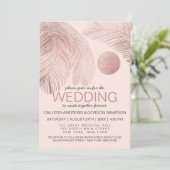 Modern Elegant Roos Goud Roze Palmboom Bruiloft Kaart (Staand voorkant)