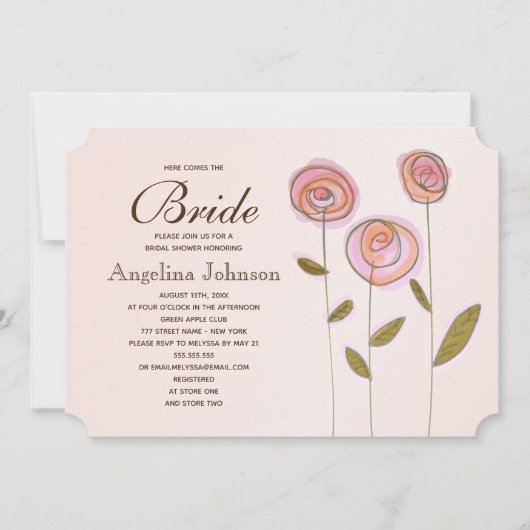 Modern Elegant Roos Gouden Bloemen Vrijgezellenfee Kaart (Voorkant)