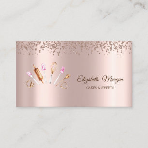 Modern Elegant Roos Gouden Diamanten, Bakkerij Ger Visitekaartje