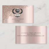 Modern Elegant Roos Gouden Diamanten Lotus Moon Visitekaartje (Voorkant / Achterkant)