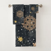 Modern Elegant Roos Gouden Glitter Sneeuwvlokken G Bad Handdoek (Insitu)