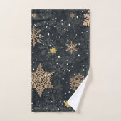 Modern Elegant Roos Gouden Glitter Sneeuwvlokken G Bad Handdoek (Handdoek)