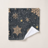 Modern Elegant Roos Gouden Glitter Sneeuwvlokken G Bad Handdoek (Wasdoekje)