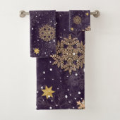 Modern Elegant Roos Gouden Glitter Sneeuwvlokken P Bad Handdoek (Insitu)