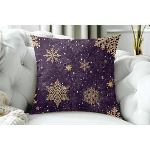 Modern Elegant Roos Gouden Glitter Sneeuwvlokken P Kussen