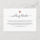 Modern Elegant Roos Gouden Hart Bruiloft Details Informatiekaartje (Voorkant)